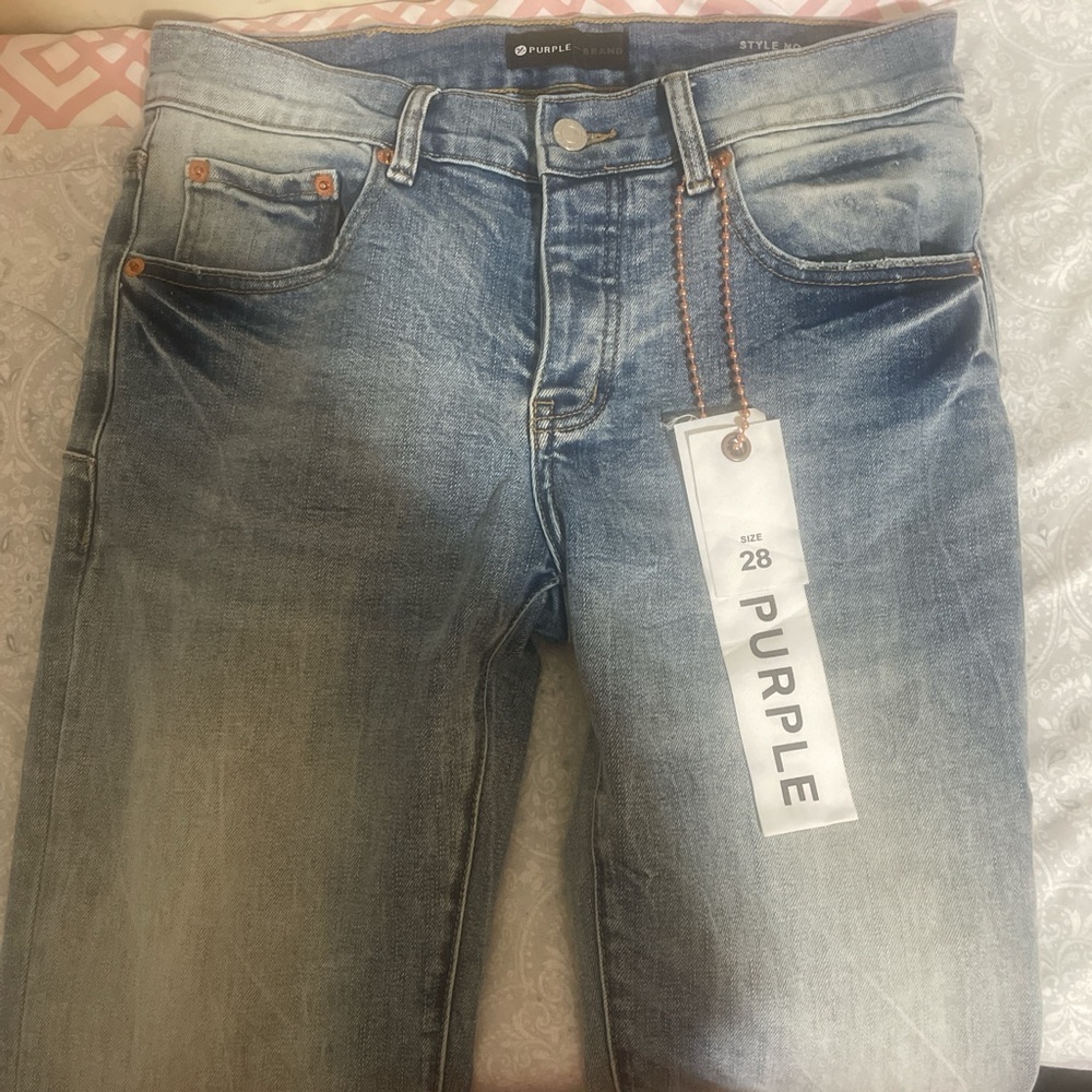 Purple Men's Faded Blue Slim Jeans